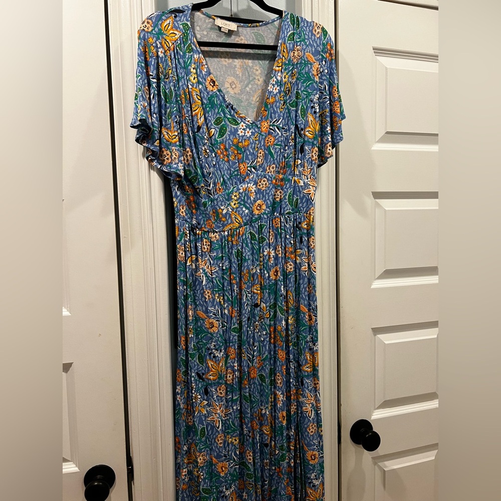 LOFT Blue Floral Maxi Dress